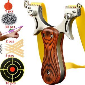 Lance-pierre en acier inoxydable et bois