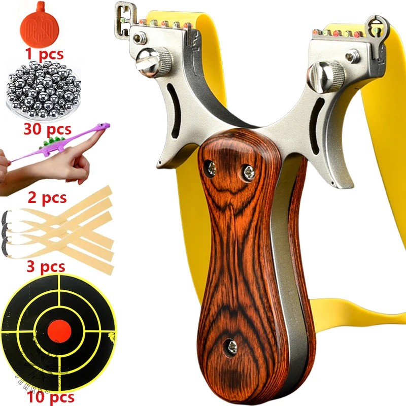 Lance-pierre en acier inoxydable et bois